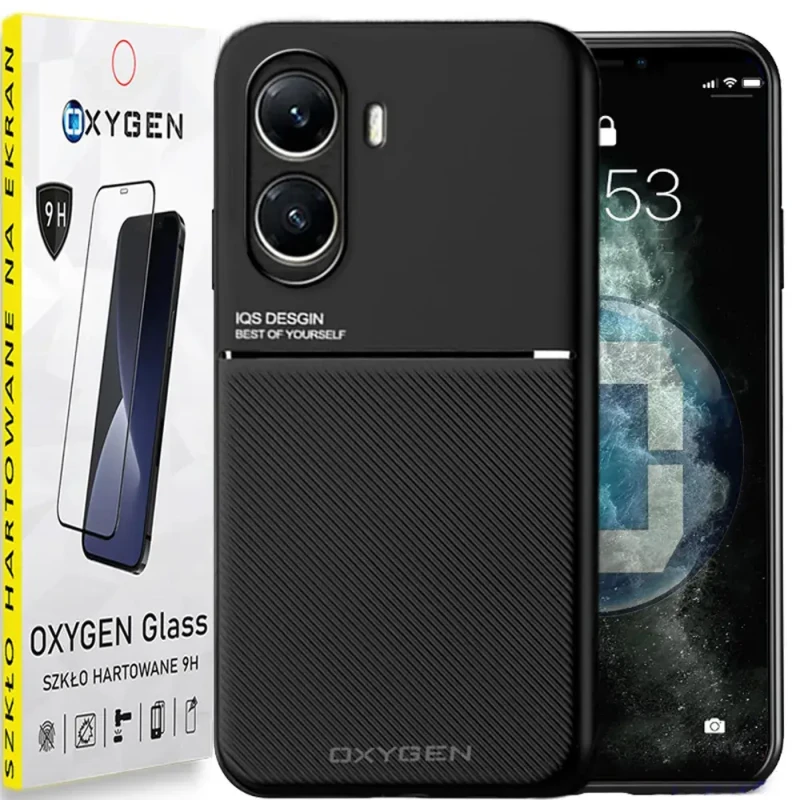 Etui na telefon Xiaomi POCO X7 PRO 5G Oxygen IQS Czarne + Szkło Hartowane.webp