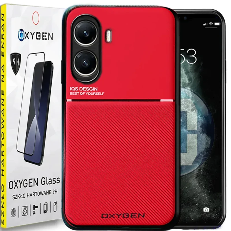 Etui na telefon Xiaomi POCO X7 PRO 5G Oxygen IQS Czerwone + Szkło Hartowane.webp