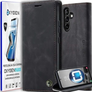 Etui na telefon Samsung Galaxy S25 Oxygen Book Czarne + Super Folia