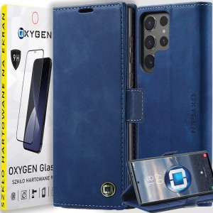 Etui na telefon Samsung Galaxy S25 ULTRA Oxygen Book Niebieskie + Szkło PREMIUM