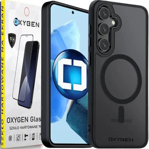 Etui na telefon Samsung Galaxy S25 Oxygen MAGSafe Czarne + Szkło PREMIUM