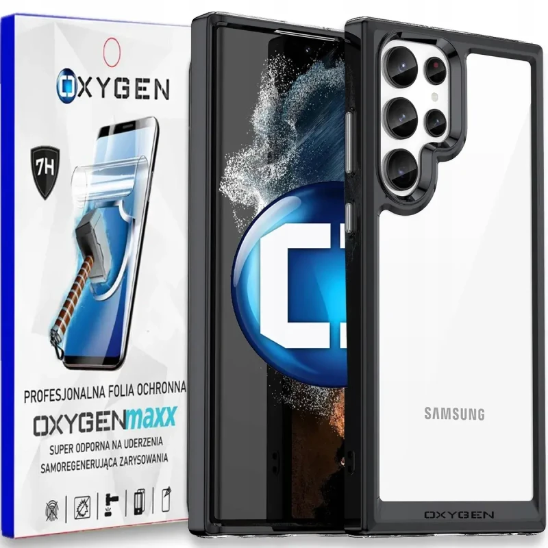 Etui na telefon Samsung Galaxy S25 ULTRA Oxygen Pure Czarne + Super Folia.webp