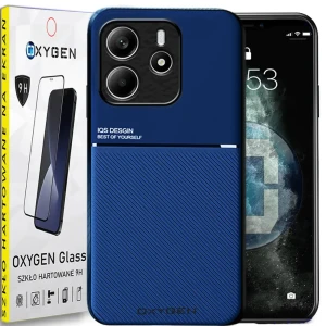 Etui na telefon Xiaomi Redmi Note 14 5G Oxygen IQS Niebieskie + Szkło Hartowane