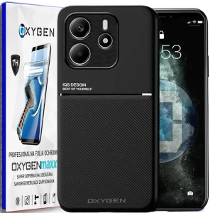Etui na telefon Xiaomi Redmi Note 14 5G Oxygen IQS Czarne + Super Folia