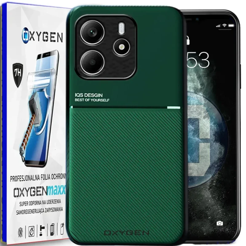 Etui na telefon Xiaomi Redmi Note 14 5G Oxygen IQS Zielone + Super Folia.webp