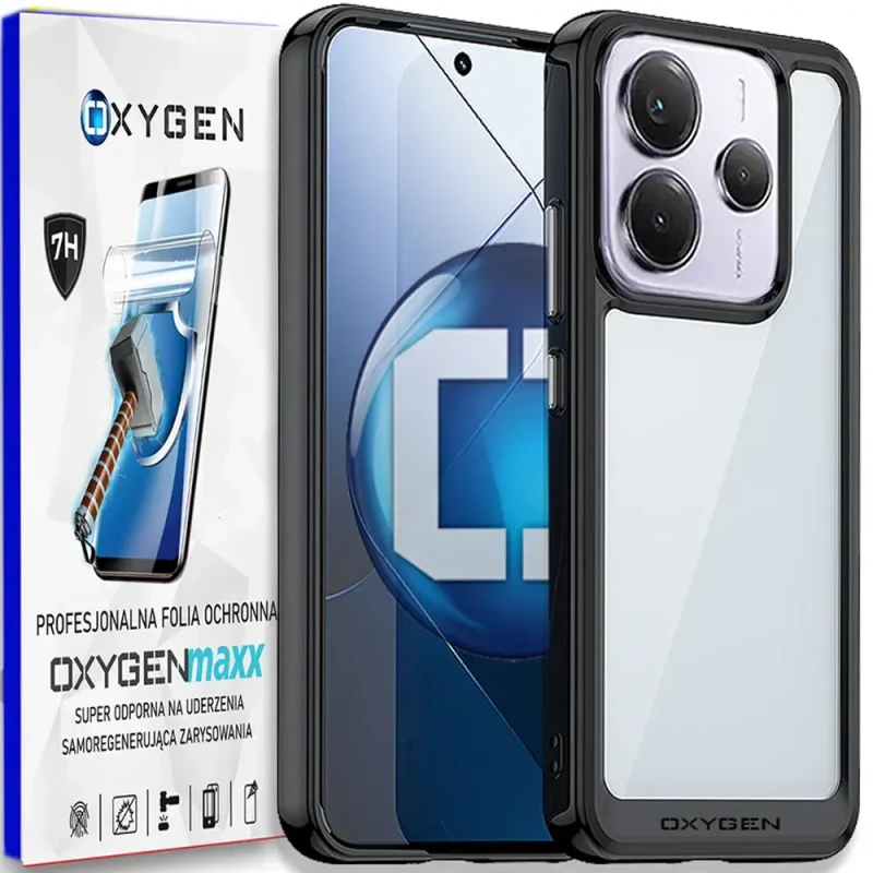 Etui na telefon Xiaomi Redmi Note 14 5G Oxygen Pure Czarne + Super Folia.webp