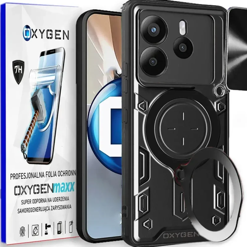 Etui na telefon Xiaomi Redmi Note 14 5G Oxygen RR czarne + Super Folia.webp