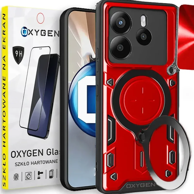 Etui na telefon Xiaomi Redmi Note 14 5G Oxygen RR Czerwone + Szkło Hartowane.webp