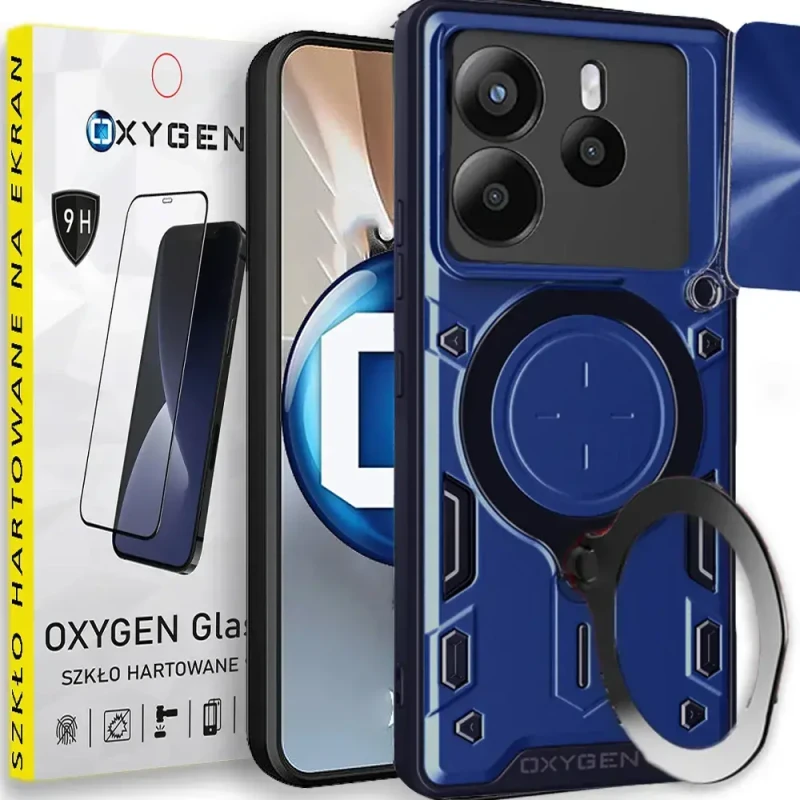 Etui na telefon Xiaomi Redmi Note 14 5G Oxygen RR Niebieskie + Szkło Hartowane.webp