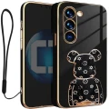 Etui na telefon Samsung Galaxy S25 Oxygen + Uchwyt BeaR Czarne + Smycz.webp