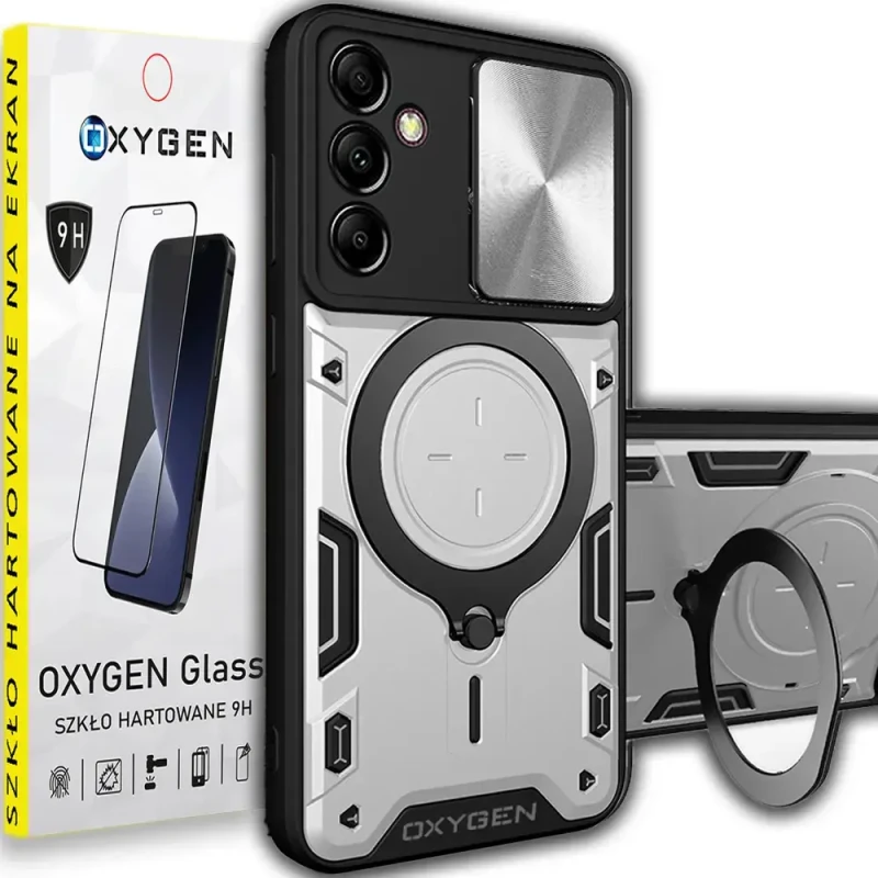 Etui na telefon Samsung Galaxy S25 Oxygen RR Srebrne + Szkło PREMIUM.webp