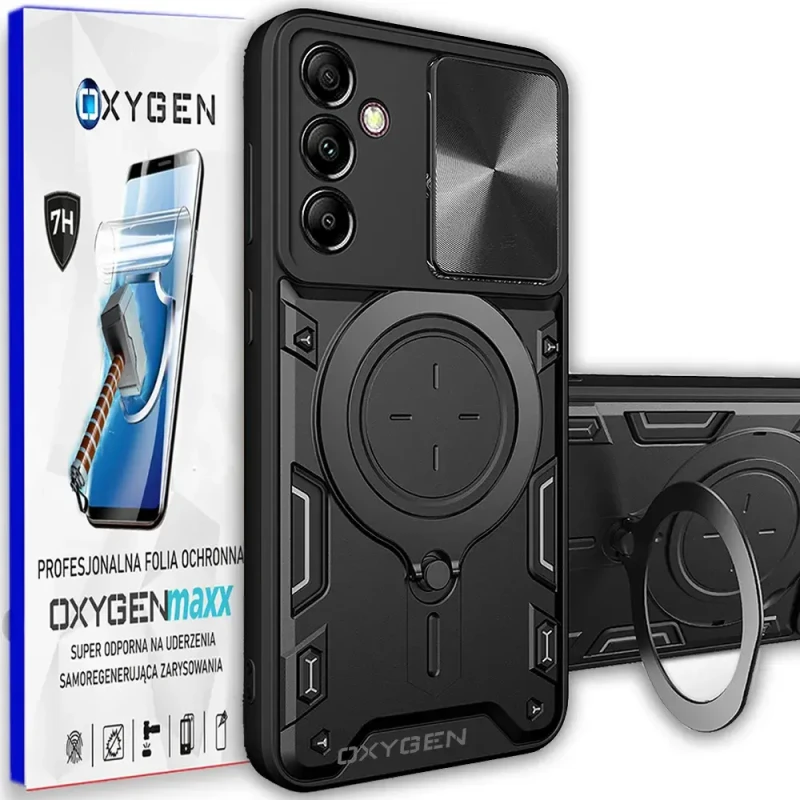 Etui na telefon Samsung Galaxy S25 Oxygen RR Czarne + Super Folia.webp