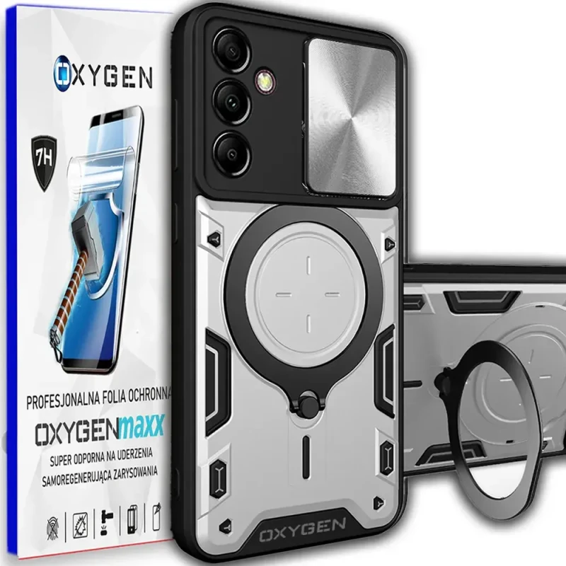 Etui na telefon Samsung Galaxy S25 Oxygen RR Srebrne + Super Folia.webp