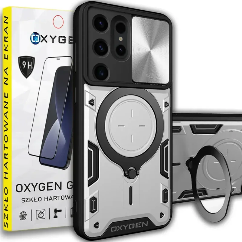 Etui na telefon Samsung Galaxy S25 ULTRA Oxygen RR Srebrne + Szkło PREMIUM.webp