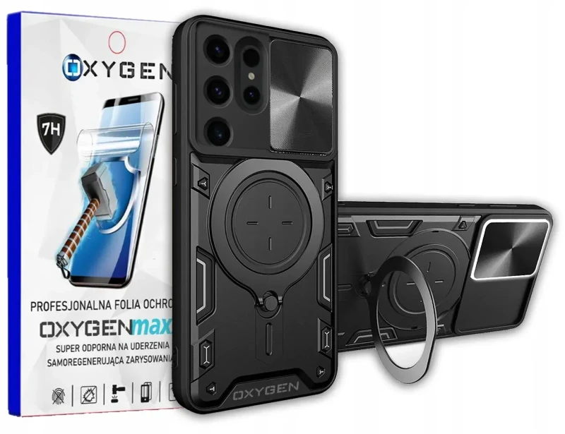 Etui na telefon Samsung Galaxy S25 ULTRA Oxygen RR Czarne + Super Folia.webp