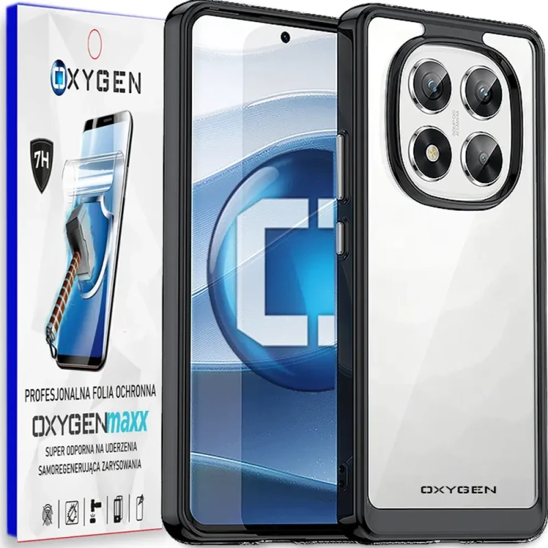 Etui na telefon Xiaomi Redmi Note 14 PRO PLUS 5G Oxygen Pure Czarne + Super Folia.webp