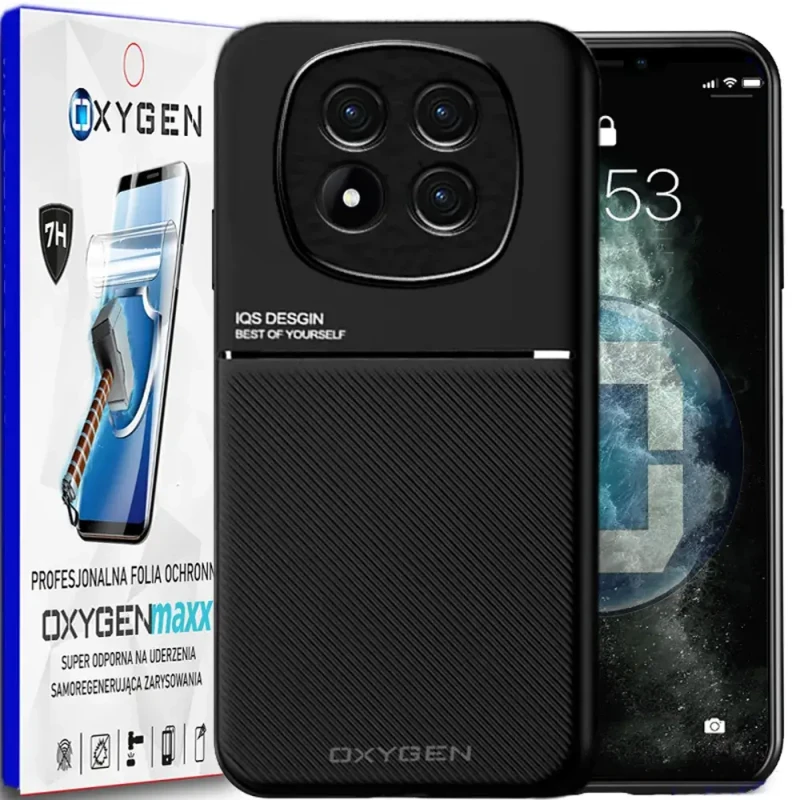 Etui na telefon Xiaomi Redmi Note 14 PRO PLUS 5G Oxygen IQS Czarne + Super Folia.webp