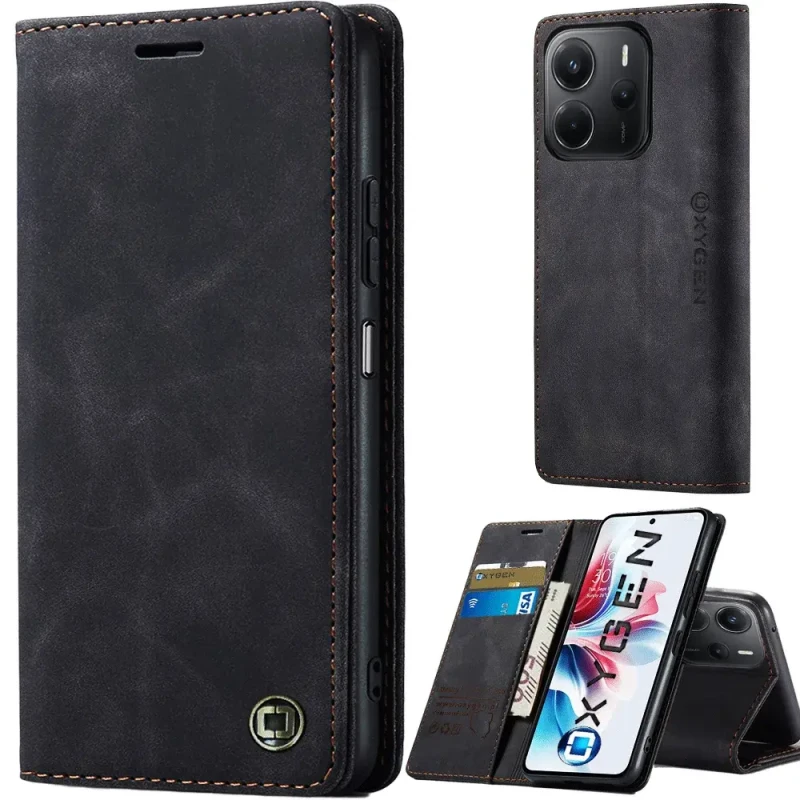Etui na telefon Xiaomi Redmi Note 14 5G Oxygen Book Czarne.webp