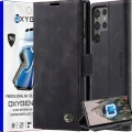 Etui na telefon Samsung Galaxy S25 ULTRA Oxygen Book Czarne + Super Folia.webp