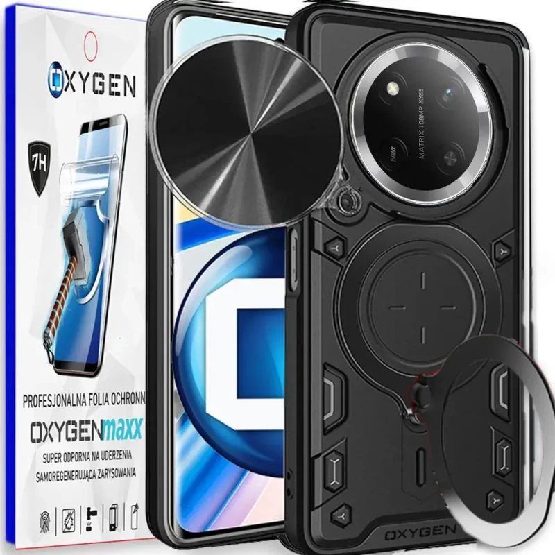 Etui na telefon Honor Magic7 Lite Oxygen RR Czarne + Super Folia.webp