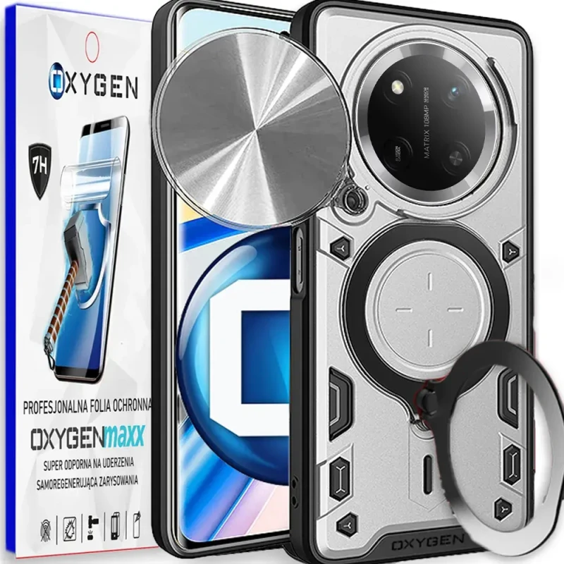 Etui na telefon Honor Magic7 Lite Oxygen RR Srebrne + Super Folia.webp