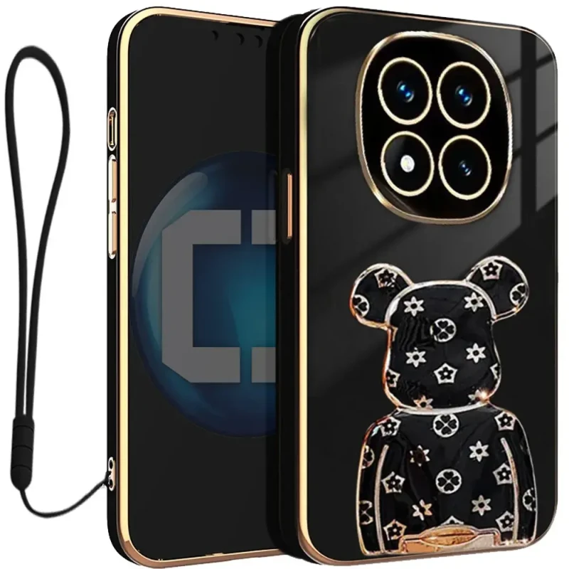 Etui na telefon Xiaomi Redmi Note 14 PRO 5GOxygen + Uchwyt BeaR Czarne + Smycz.webp