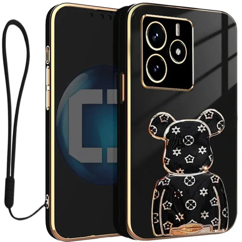 Etui na telefon Xiaomi Redmi Note 14 5G Oxygen + Uchwyt BeaR Czarne + Smycz.webp