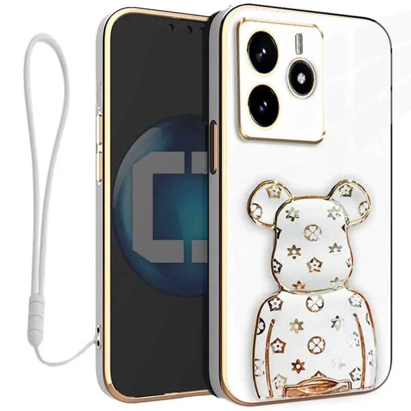 Etui na telefon Xiaomi Redmi Note 14 5G Oxygen + Uchwyt BeaR Białe + Smycz.webp