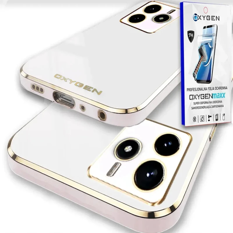 Etui na telefon Xiaomi Redmi Note 14 5G Oxygen GLOW Białe + Super Folia.webp