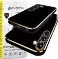 Etui na telefon Samsung Galaxy S25 Oxygen GLOW Czarne + Szkło Hartowane PREMIUM.webp