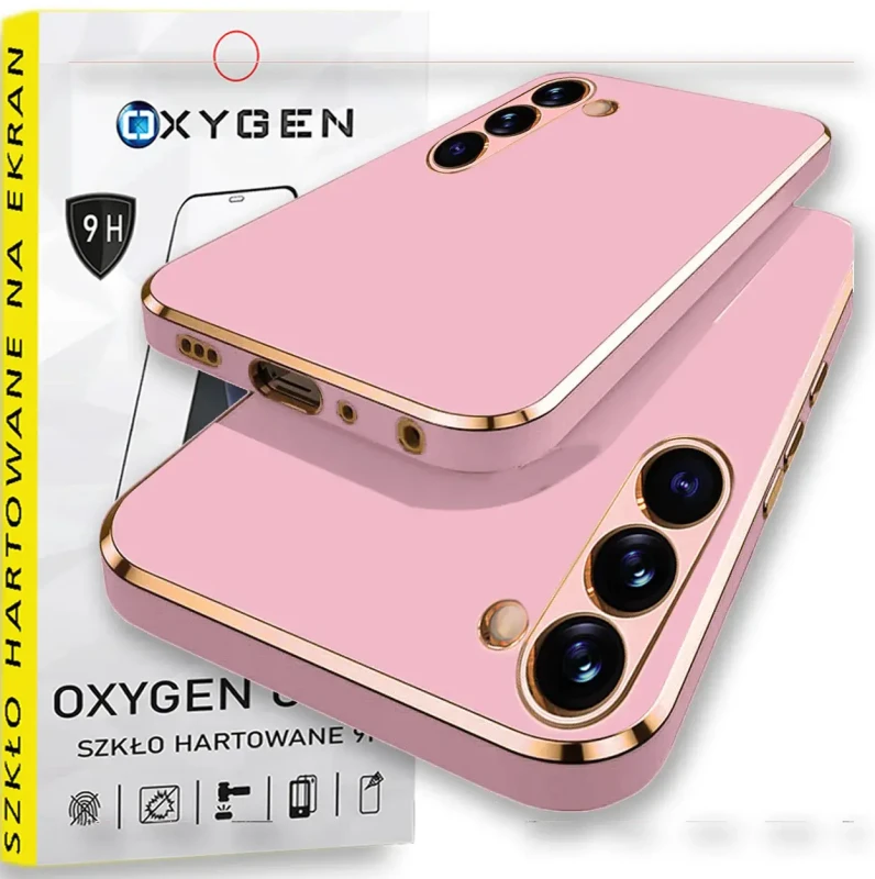 Etui na telefon Samsung Galaxy S25 Oxygen GLOW Różowe + Szkło Hartowane PREMIUM.webp