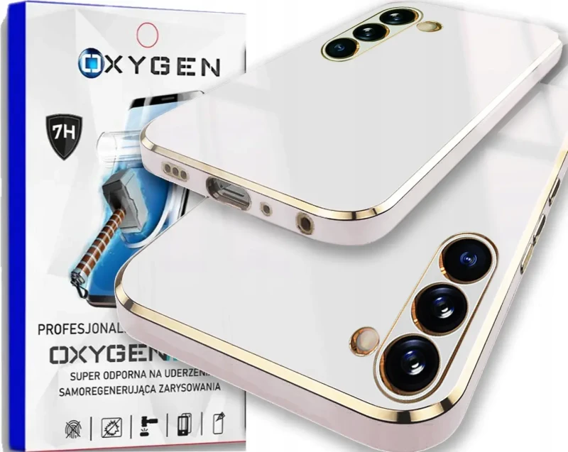 Etui na telefon Samsung Galaxy S25 Oxygen GLOW Białe + Super Folia.webp