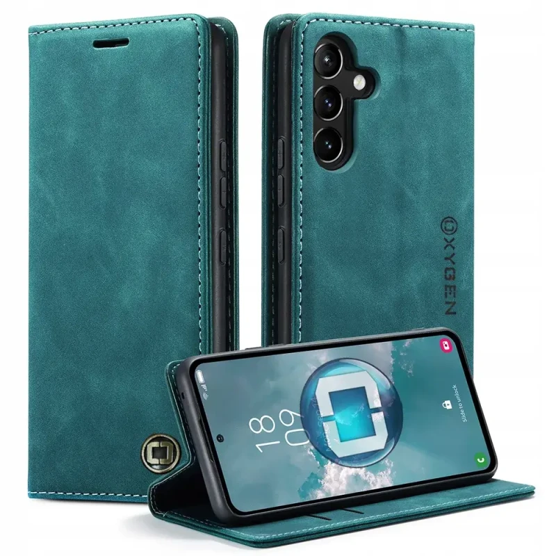 Etui na telefon Samsung Galaxy A55 5G Portfel skóra Oxygen BooK Zielone.webp