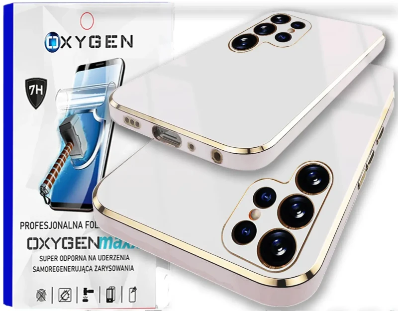 Etui na telefon Samsung Galaxy S25 Ultra Oxygen GLOW Białe + Super Folia.webp