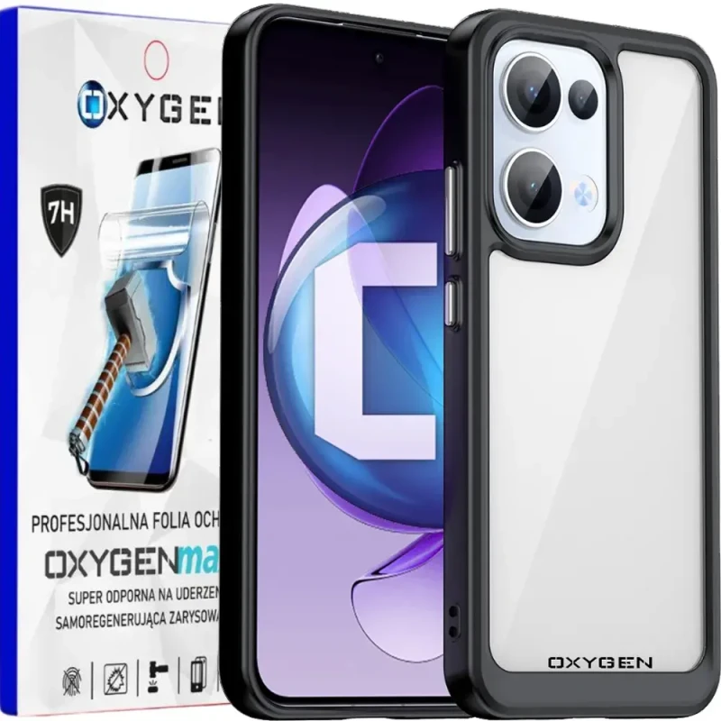 Etui na telefon Oppo Reno13 Oxygen Pure Czarne + Super Folia.webp