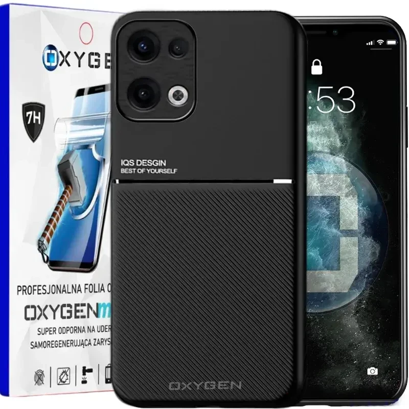 Etui na telefon Oppo Reno13 5G Oxygen IQS Czarne + Super Folia.webp