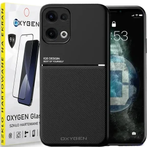 Etui na telefon Oppo Reno13 5G Oxygen IQS Czarne + Szkło Hartowane 9H