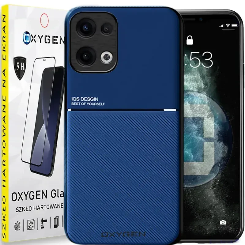 Etui na telefon Oppo Reno13 5G Oxygen IQS Niebieskie + Szkło Hartowane 9H.webp