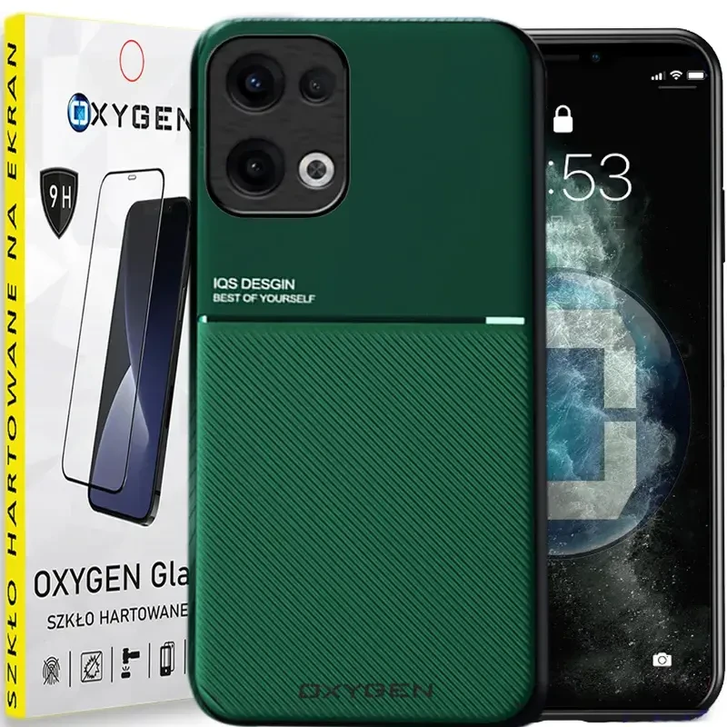 Etui na telefon Oppo Reno13 5G Oxygen IQS Zielone + Szkło Hartowane 9H.webp
