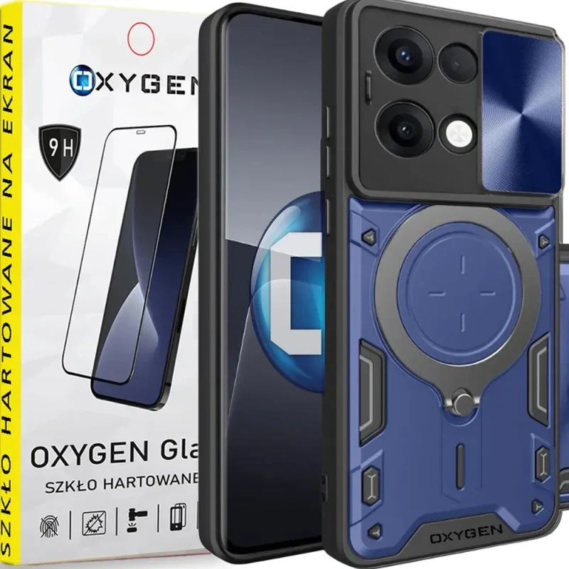 Etui na telefon Oppo Reno13 5G Oxygen RR Niebieskie + Szkło Hartowane 9H.webp