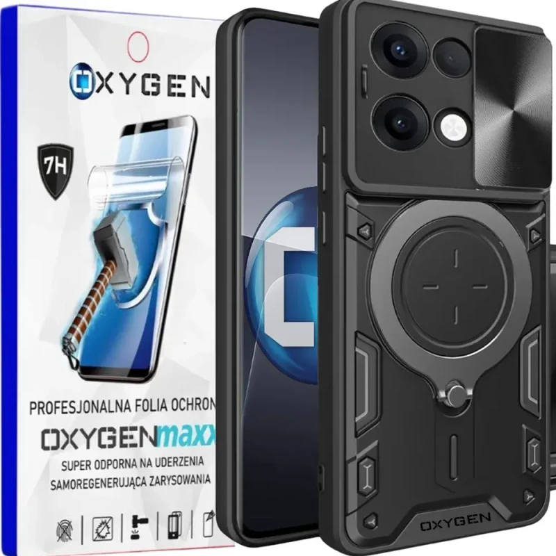 Etui na telefon Oppo Reno13 5G Oxygen RR Czarne + Super Folia.webp