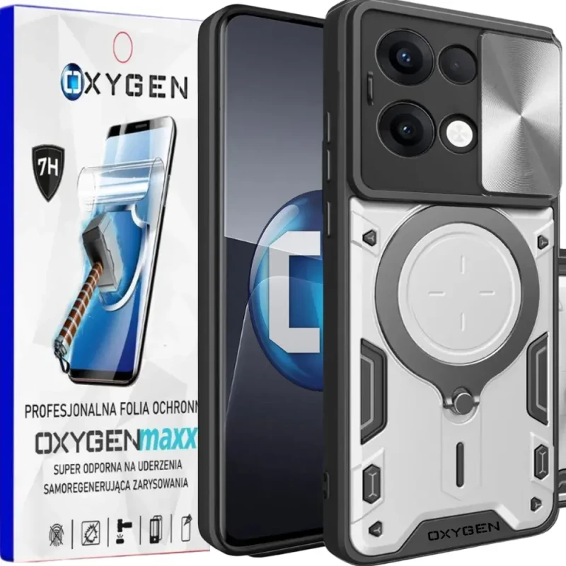 Etui na telefon Oppo Reno13 5G Oxygen RR Srebrne + Super Folia.webp
