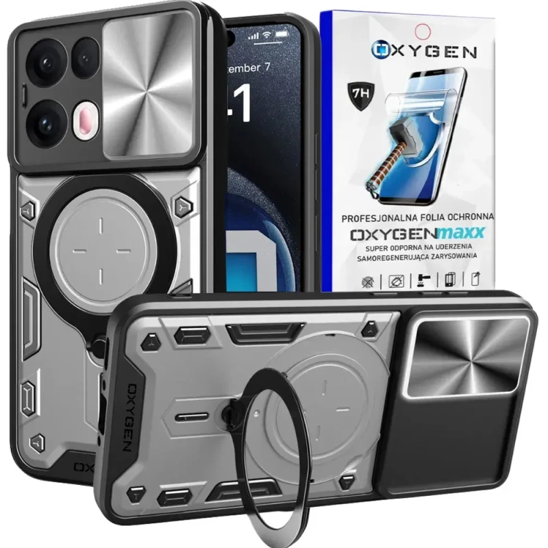 Etui na telefon Oppo Reno13 PRO 5G Oxygen RR Srebrne + Super Folia.webp