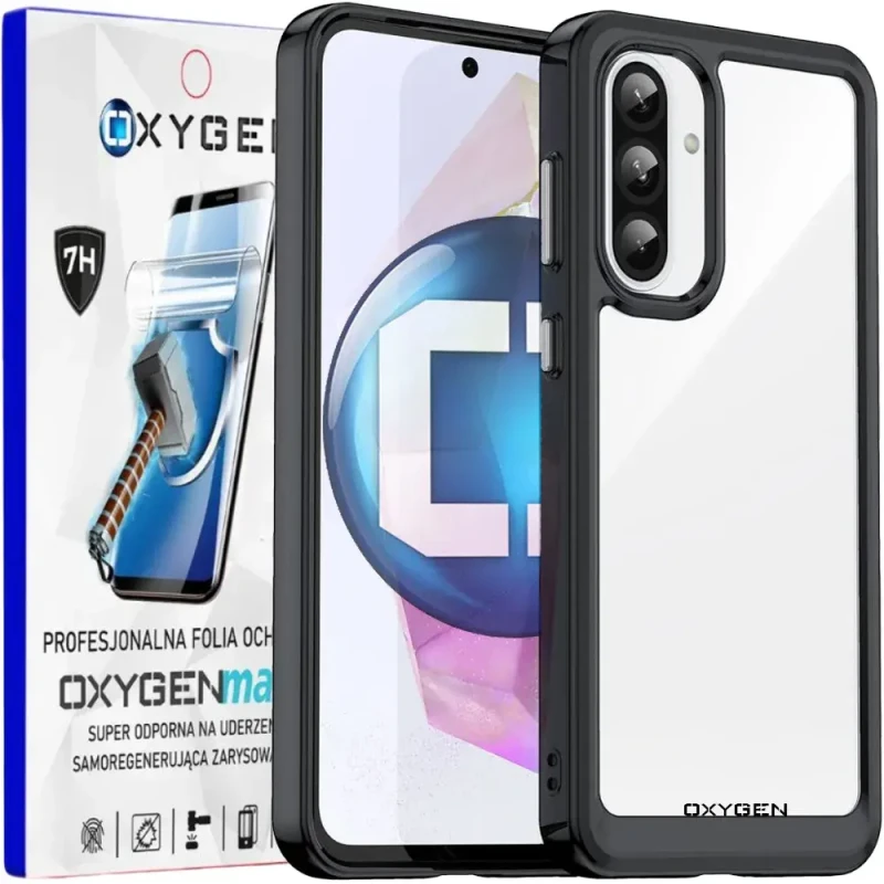Etui na telefon Samsung Galaxy A36 5G Oxygen Pure Czarne + Super Folia.webp