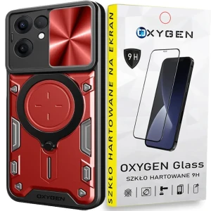 Etui na telefon Oppo Reno13 F 5G Oxygen RR Czerwone + Szkło Hartowane 9H