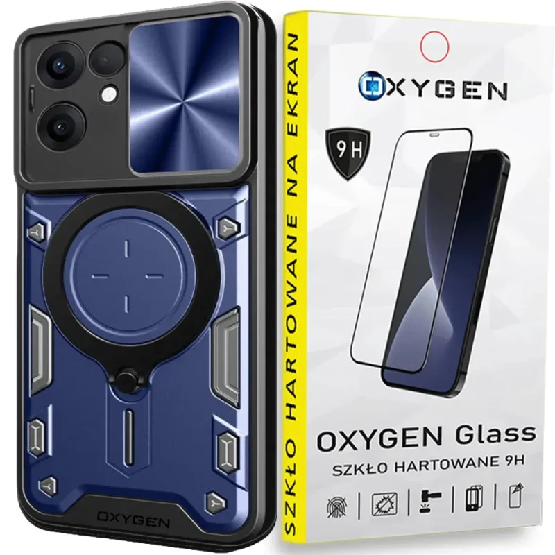 Etui na telefon Oppo Reno13 F 5G Oxygen RR Niebieskie + Szkło Hartowane 9H.webp