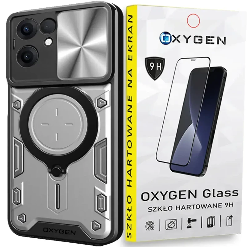Etui na telefon Oppo Reno13 F 5G Oxygen RR Srebrne + Szkło Hartowane 9H.webp