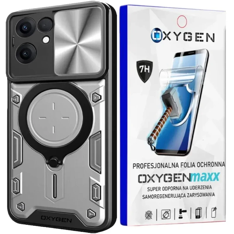 Etui na telefon Oppo Reno13 F 5G Oxygen RR Srebrne + Super Folia.webp