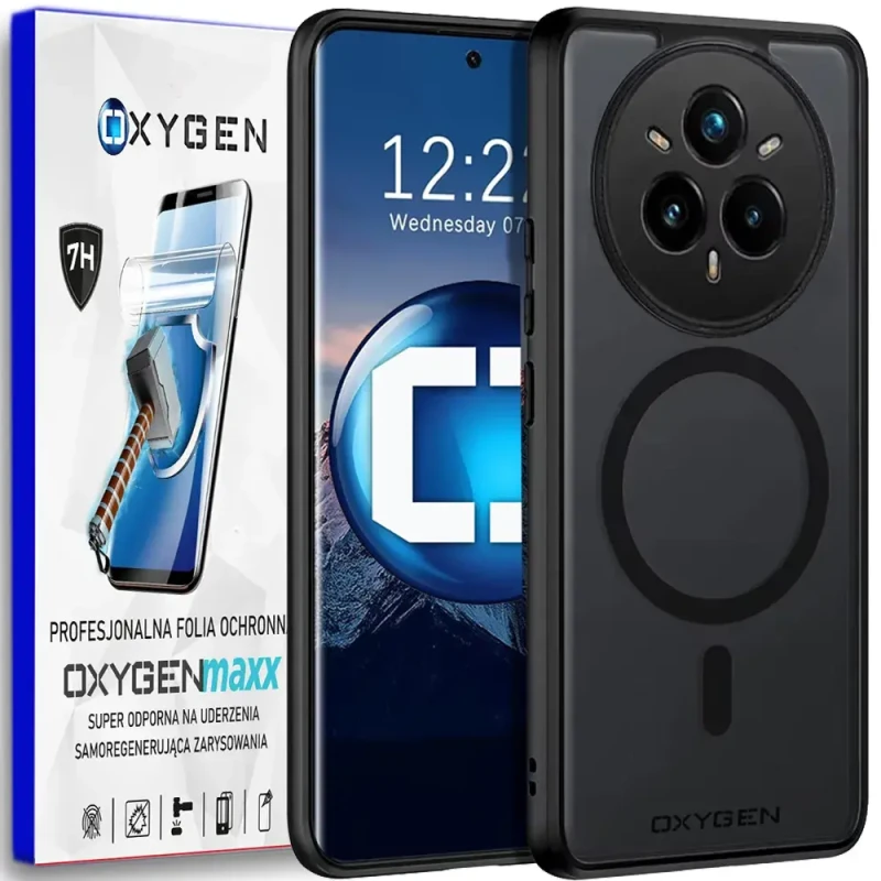 Etui na telefon Realme 14 PRO PLUS 5G Oxygen MAGSafe Czarne + Super Folia.webp