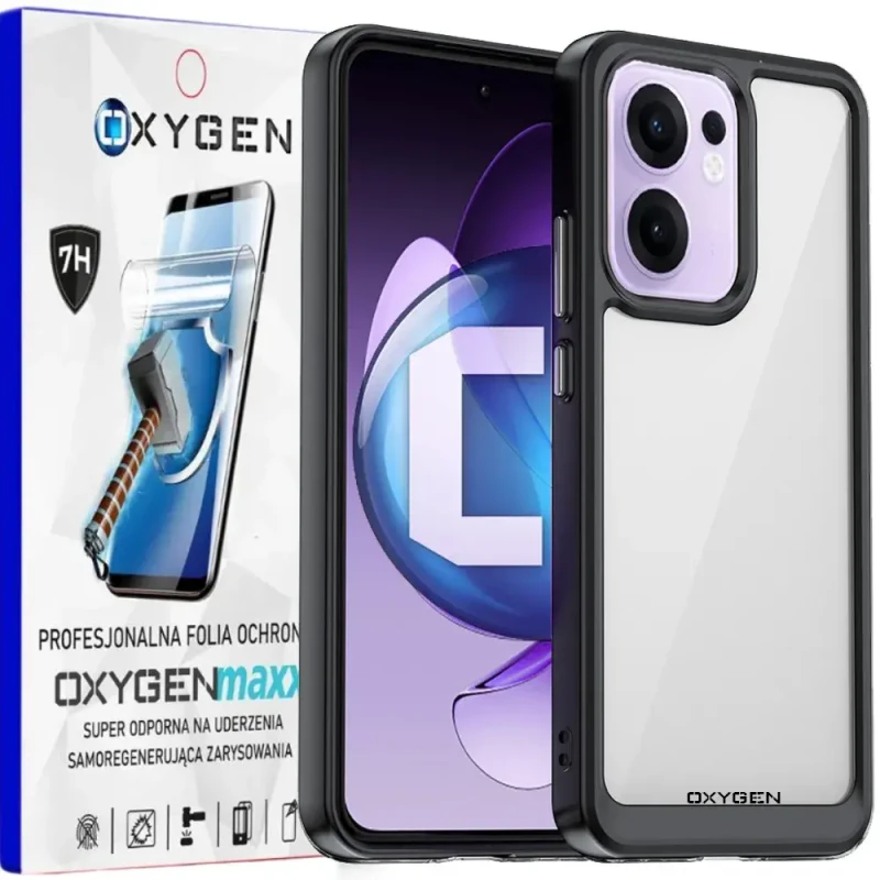 Etui na telefon Oppo Reno13 FS 5G Oxygen Pure Czarne + Super Folia.webp